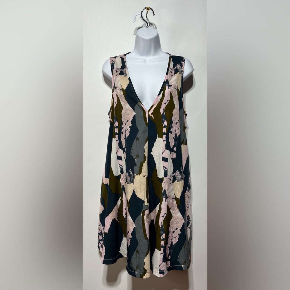 NATIVE YOUTH Women’s Abstract Sleeveless Dress With Pockets Size Medium
